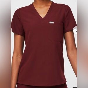 FIGS Burgundy One-Pocket Scrub Top